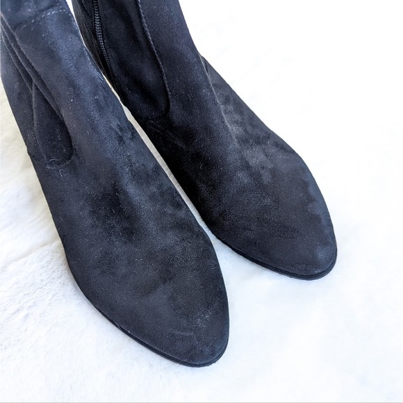 Marc Fisher Black Faux Suede Knee High Block Heel Boots Size 10 - Picture 6 of 10